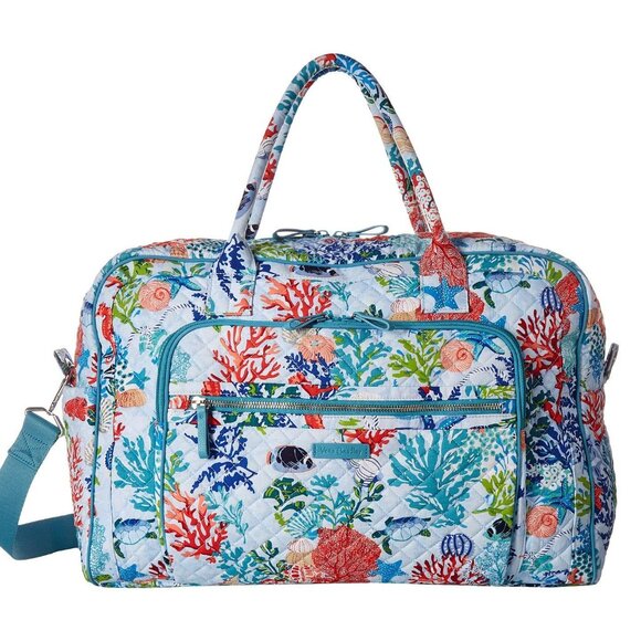 Vera Bradley Retired 2019 SHORE THING Iconic Weekender Organizer Travel Bag~EUC! - Picture 2 of 7